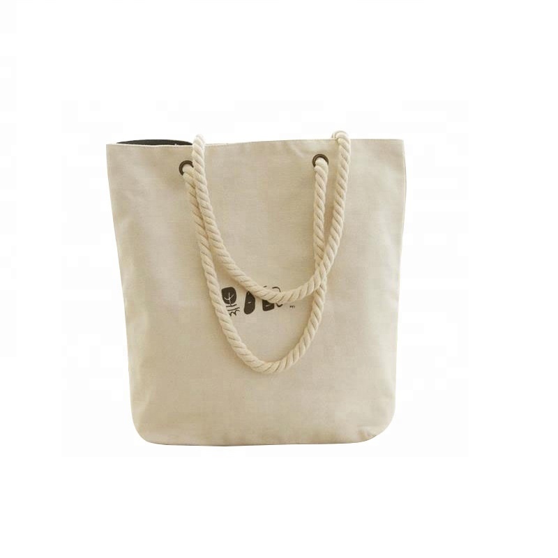 SG62 OEM sac recyclable supermarché Shopper sac à provisions coton toile fourre-tout corde corde sac sac Logo personnalisé